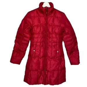 EDDIE BAUER Goose Down Parka Puffer Coat, Burgundy/Red, 2-Way Zip, Women's XS